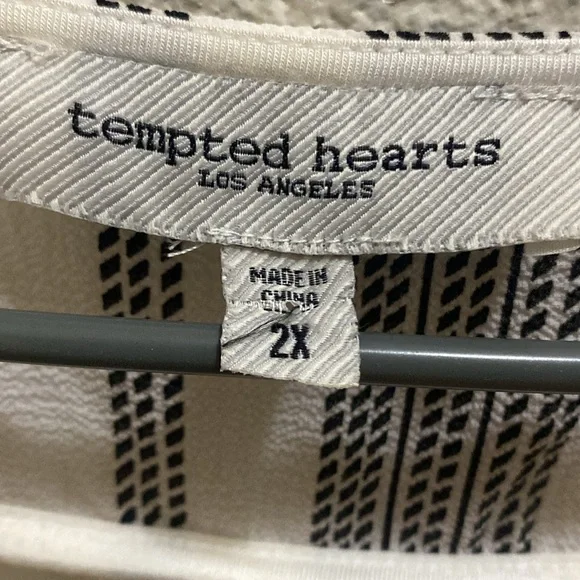 Tempted Hearts Black and White Striped Blouse - Picture 3 of 5